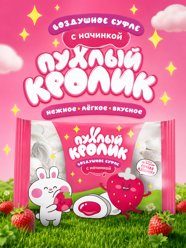 Воздушное суфле с начинкой, Пухлый кролик, 85 г, в ассортименте