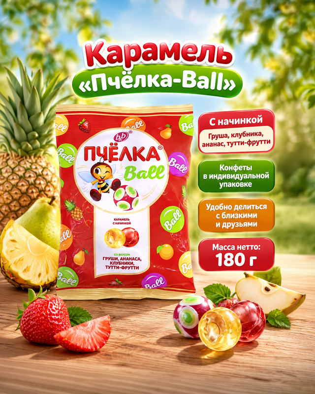 Карамель "Пчелка-Ball" с начинкой, 180 г
