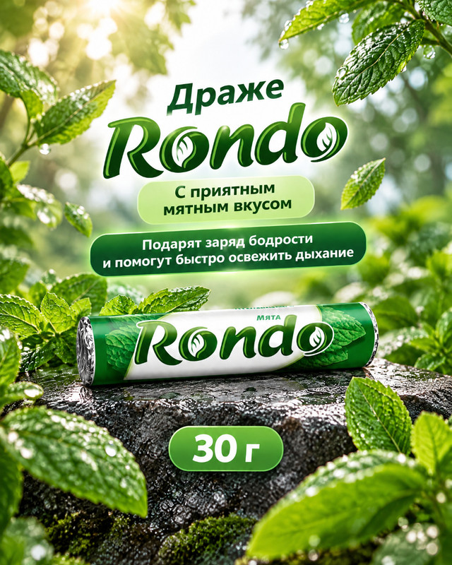 Конфеты-драже, Rondo "Мята", 30 г