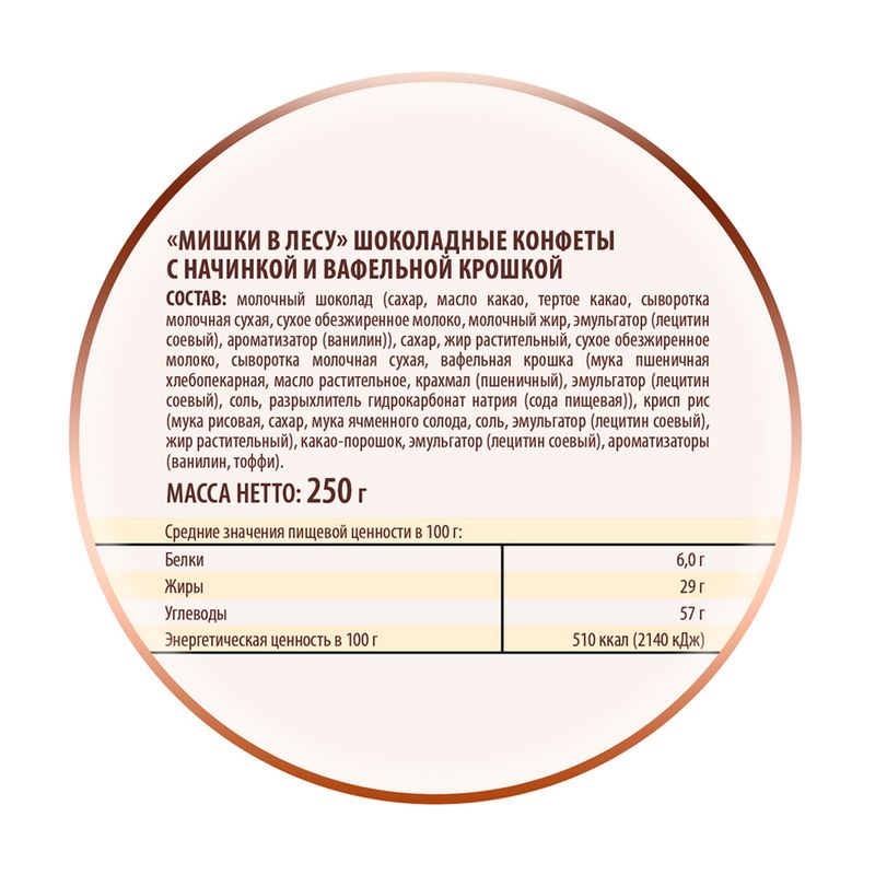 Конфеты шоколадные "Мишки в лесу", Победа вкуса, 250 г