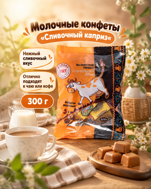 Конфеты молочные "Сливочный каприз", 300 г