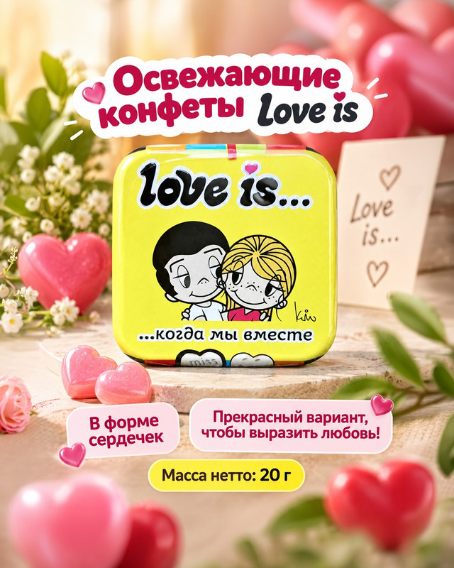 Конфеты освежающие, Love is, 20 г, в ассортименте
