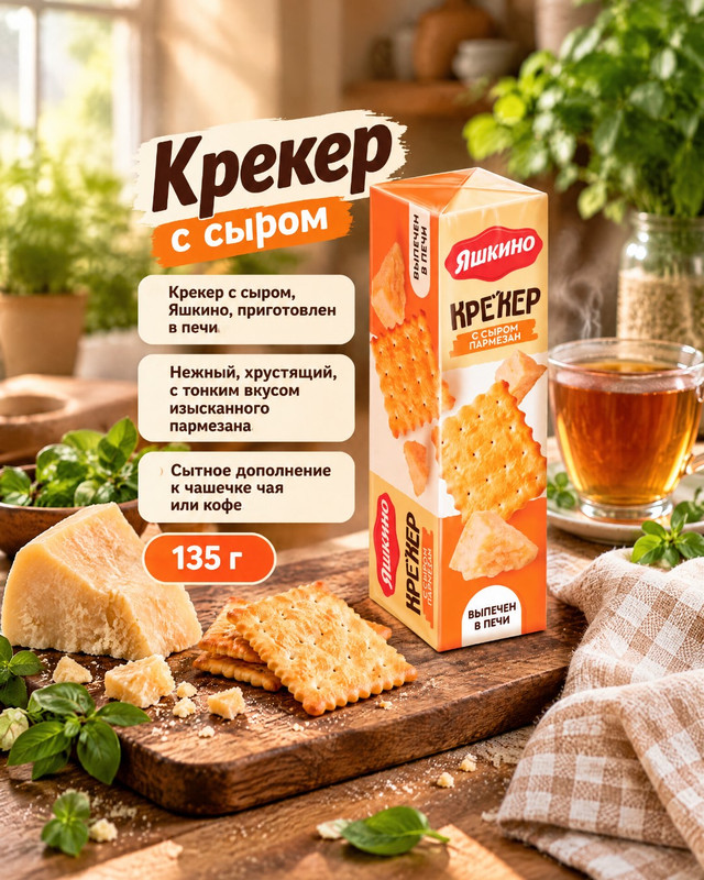 Крекер с сыром, Яшкино, 135 г
