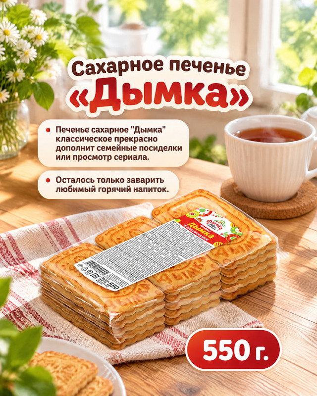 Печенье сахарное "Дымка", классическое, 550 г