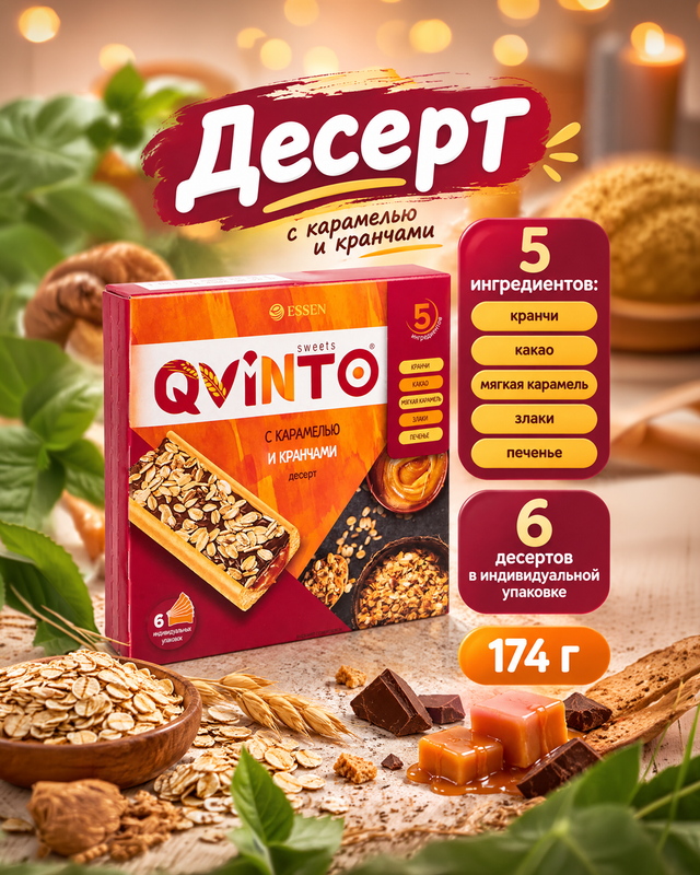 Десерт "QVINTO", Essen, 174 г, в ассортименте