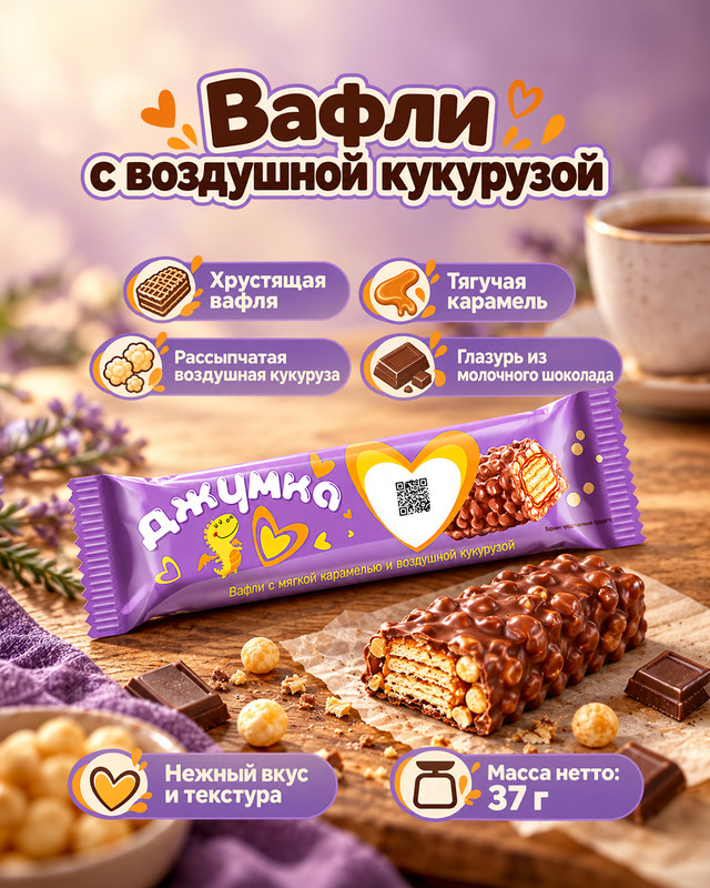 Вафли с воздушной кукурузой, Джумка, 37 г