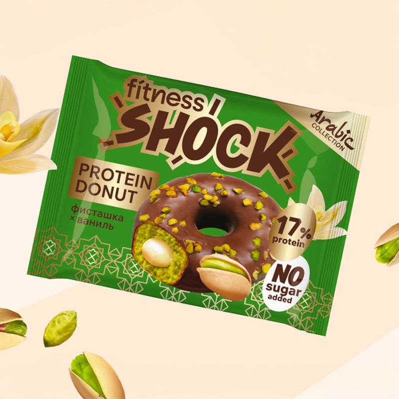 Донат с начинкой, FitnesSHOCK, 70 г, в ассортименте