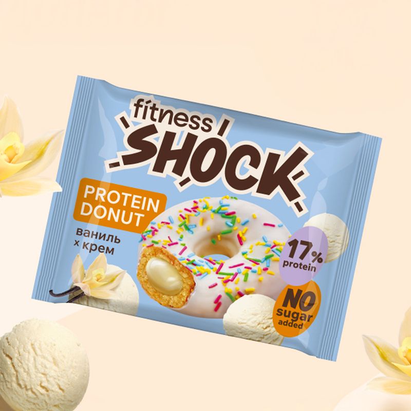 Донат с начинкой, FitnesSHOCK, 70 г, в ассортименте