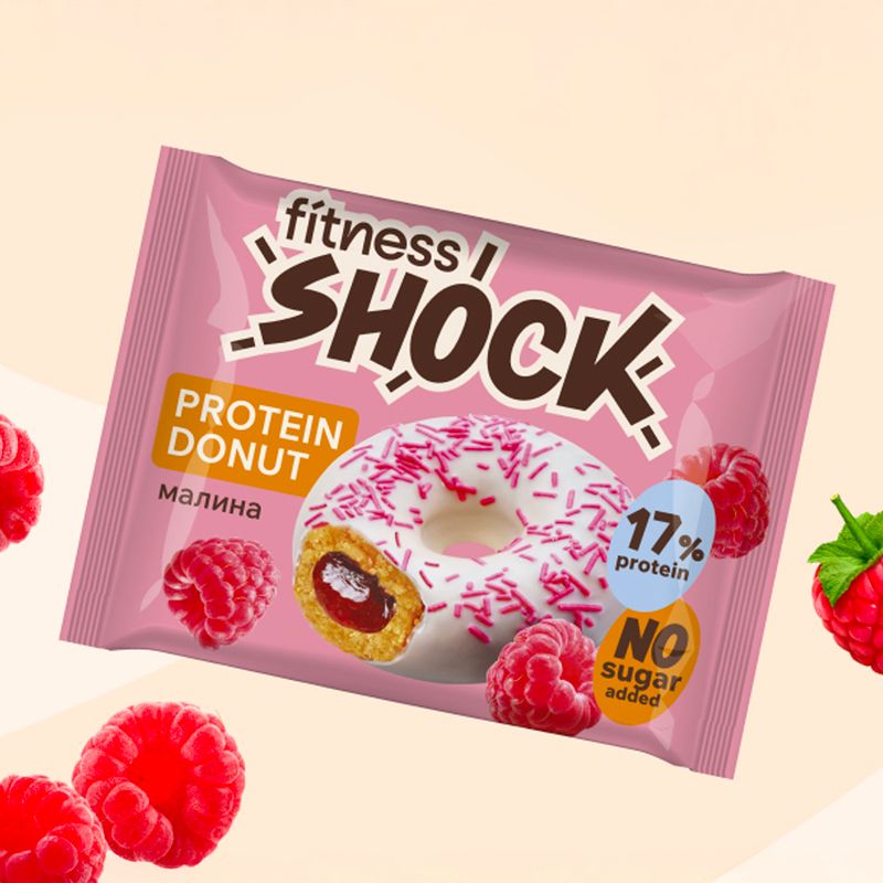 Донат с начинкой, FitnesSHOCK, 70 г, в ассортименте