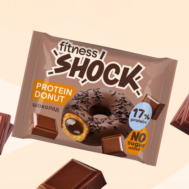 Донат с начинкой, FitnesSHOCK, 70 г, в ассортименте