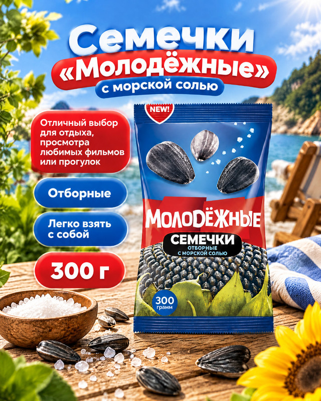 Семечки "Молодёжные" с морской солью, 300 г