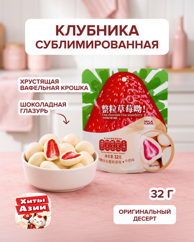 Клубника сублимированная, 32 г, в ассортименте