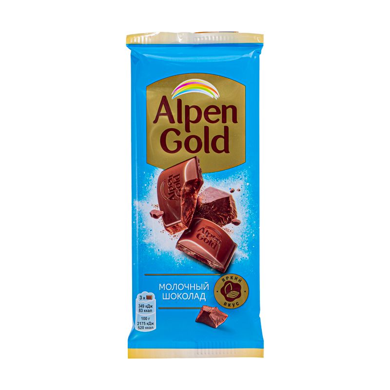 Шоколад молочный, Alpen Gold, 80 г, в ассортименте