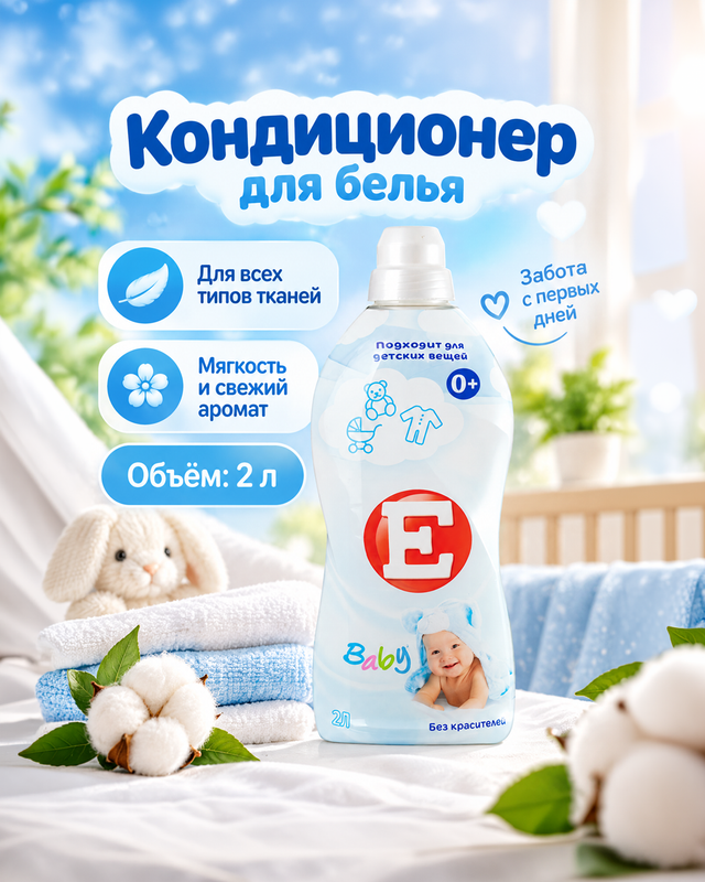 Кондиционер для белья, E, 2 л, в ассортименте