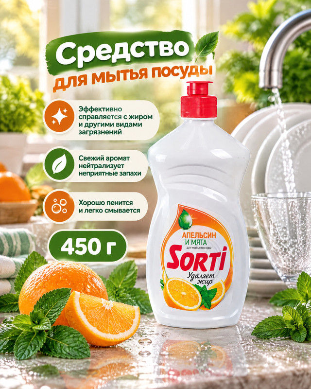 Средство для мытья посуды, Sorti, 450 г, в ассортименте