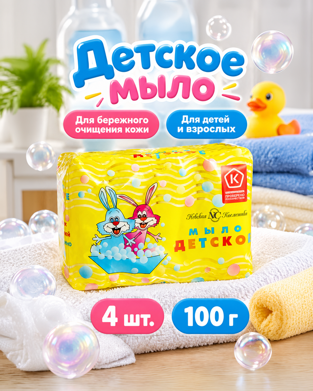 Мыло детское, Невская Косметика, 4х100 г