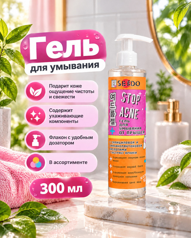 Гель для умывания, SENDO, 300 мл, в ассортименте