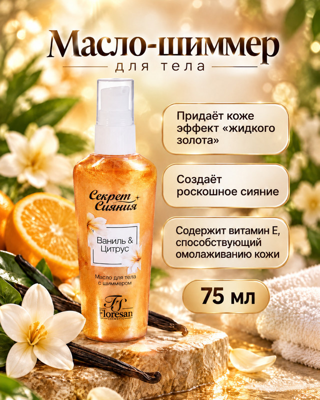 Масло-шиммер для тела, Floresan, 75 мл, в ассортименте