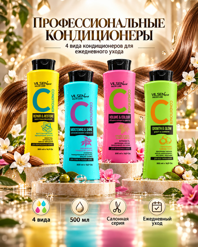 Кондиционер для волос, Vilsen prof Salon Care, 500 мл, в ассортименте