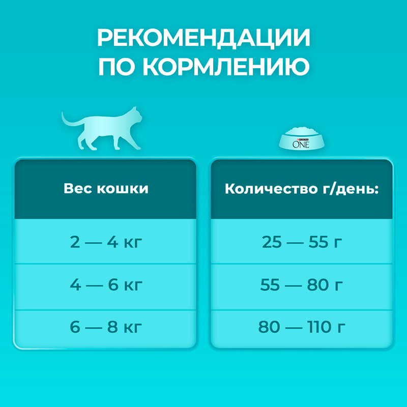 Сухой корм для взрослых домашних кошек, PURINA ONE, с индейкой, 424 г