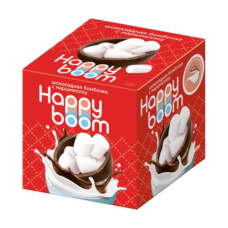 Шоколадная бомбочка с маршмеллоу, Happy boom, 28 г, в ассортименте