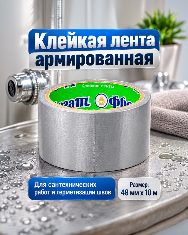 Клейкая лента армированная, 48 мм х 10 м