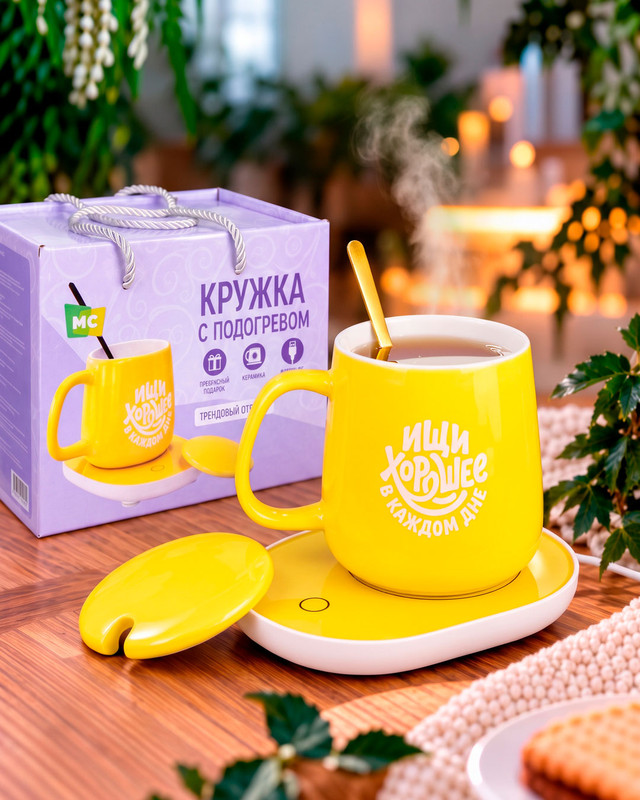 Кружка с подогревом, More Choice, с кабелем USB, в ассортименте