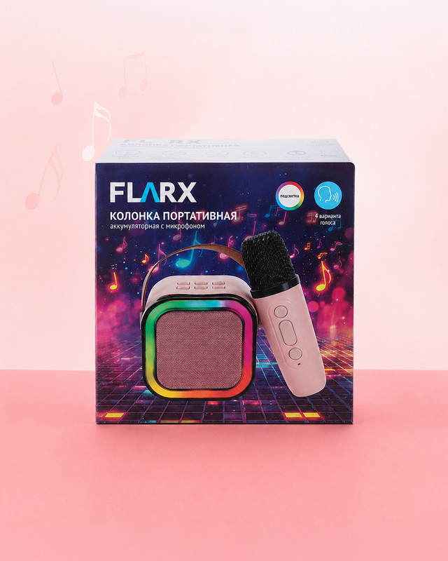 Колонка портативная, аккумуляторная, с микрофоном, FLARX, в ассортименте