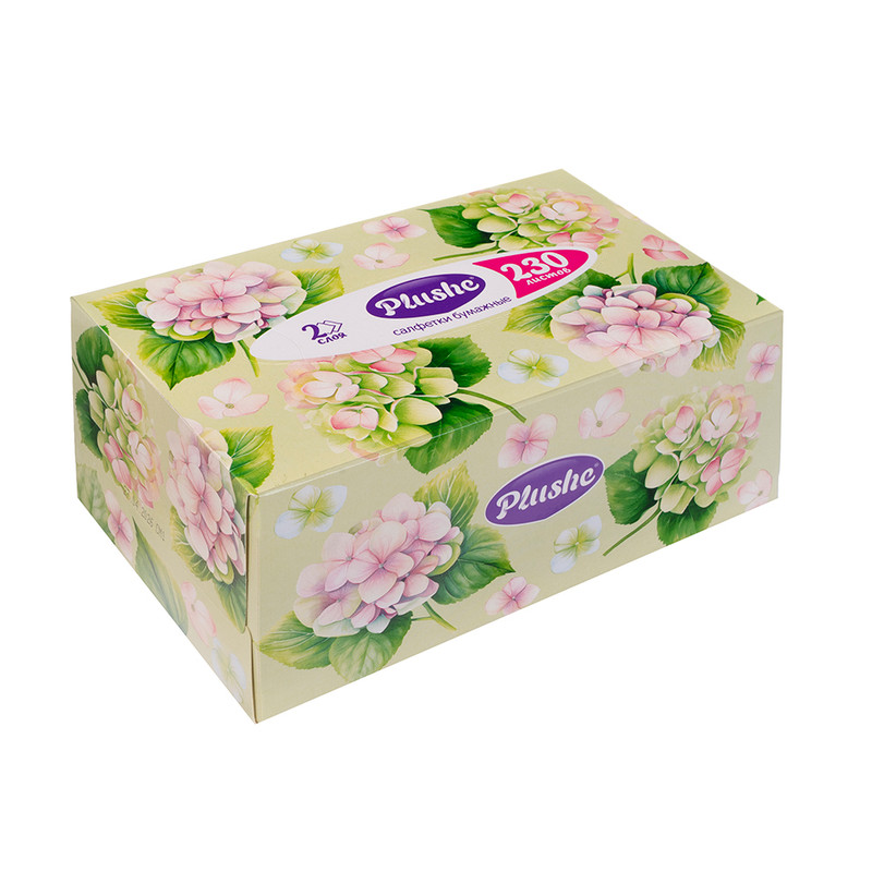 Салфетки бумажные, Plushe, 2 слоя, 230 шт., в ассортименте