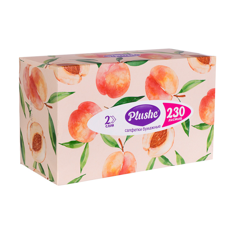Салфетки бумажные, Plushe, 2 слоя, 230 шт., в ассортименте