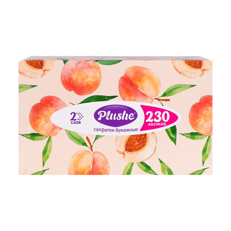 Салфетки бумажные, Plushe, 2 слоя, 230 шт., в ассортименте