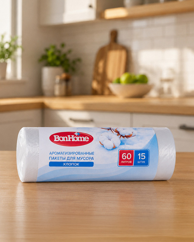 Пакеты для мусора ароматизированные, BonHome, 60 л, 15 шт., в ассортименте