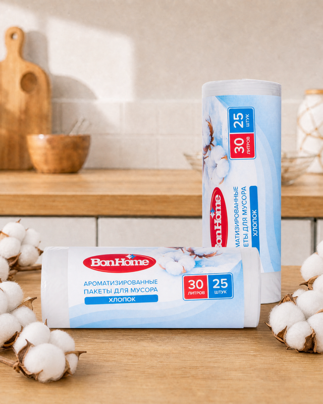 Пакеты для мусора ароматизированные, BonHome, 30 л, 25 шт., в ассортименте