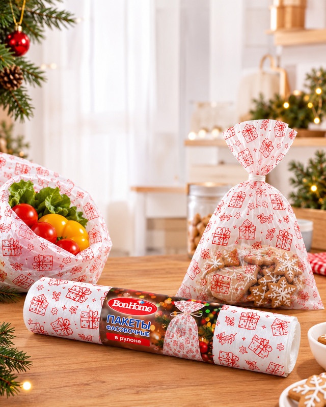 Пакеты фасовочные в рулоне, BonHome, 30х40 см, 30 шт., в ассортименте