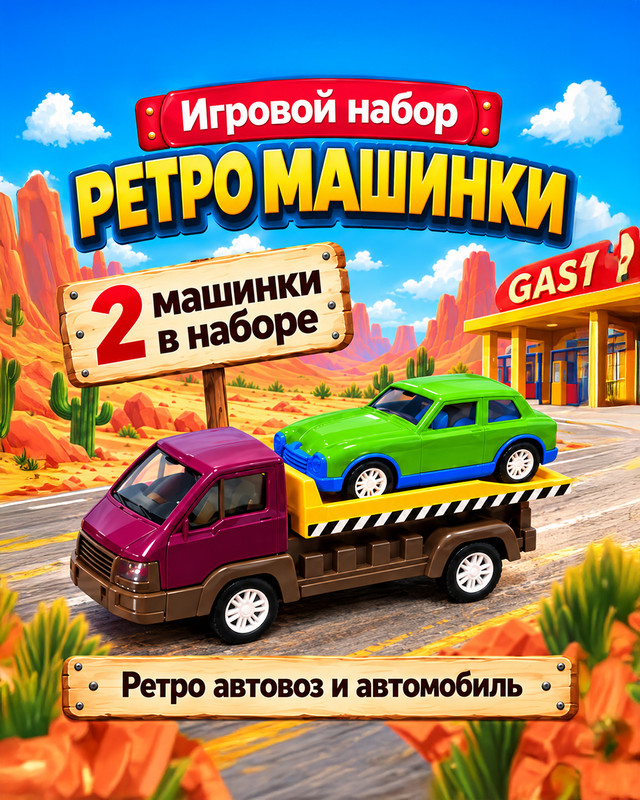 Игровой набор "Ретро-машинки", Play the Game, в ассортименте