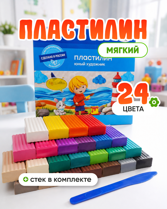 Пластилин "Мультики", Гамма, 24 шт.