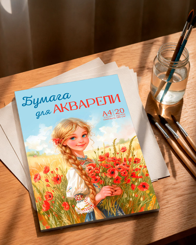 Бумага для акварели, 20 листов, в ассортименте