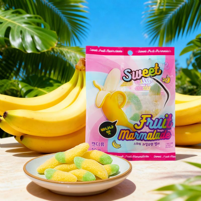 Мармелад жевательный в сахарной обсыпке "Банан-арбуз", в ассортименте