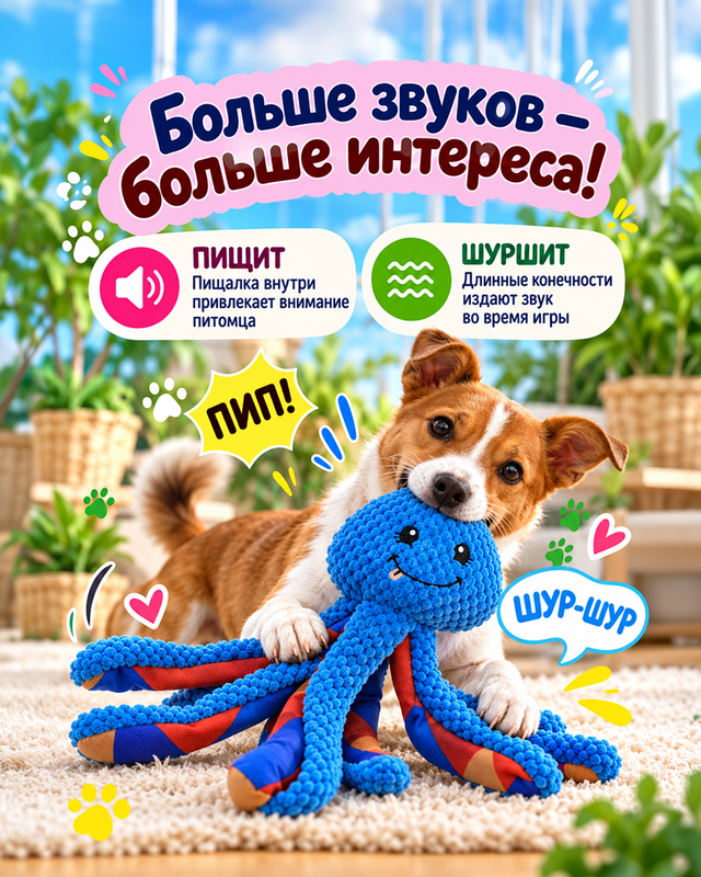 Игрушка для животных "Шуршалка", Pet Club, 40 см, в ассортименте