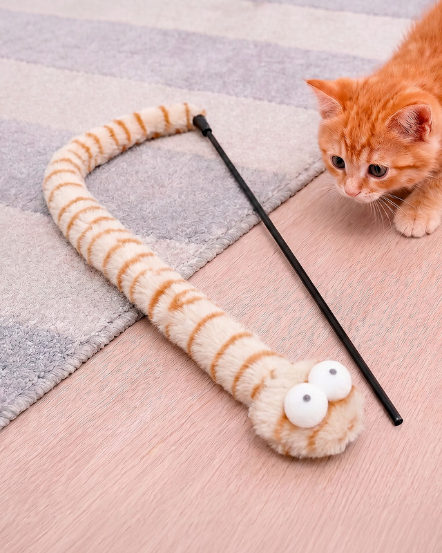 Игрушка для кошек "Плюшевая удочка", Pet Club, 110 см, в ассортименте