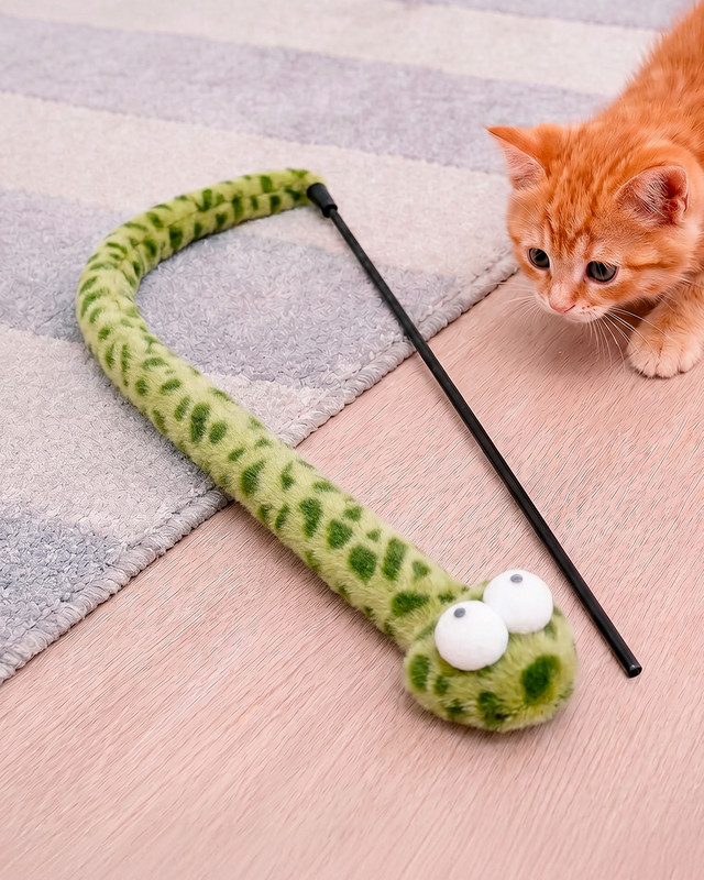 Игрушка для кошек "Плюшевая удочка", Pet Club, 110 см, в ассортименте
