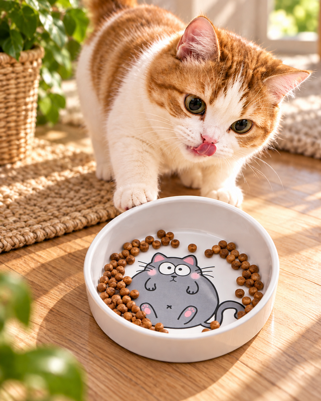 Плоская керамическая миска для кошек, Pet Club, 15х2,7 см, в ассортименте