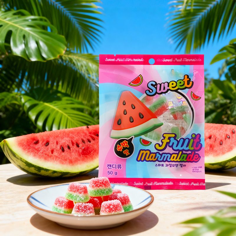 Мармелад жевательный в сахарной обсыпке "Банан-арбуз", в ассортименте