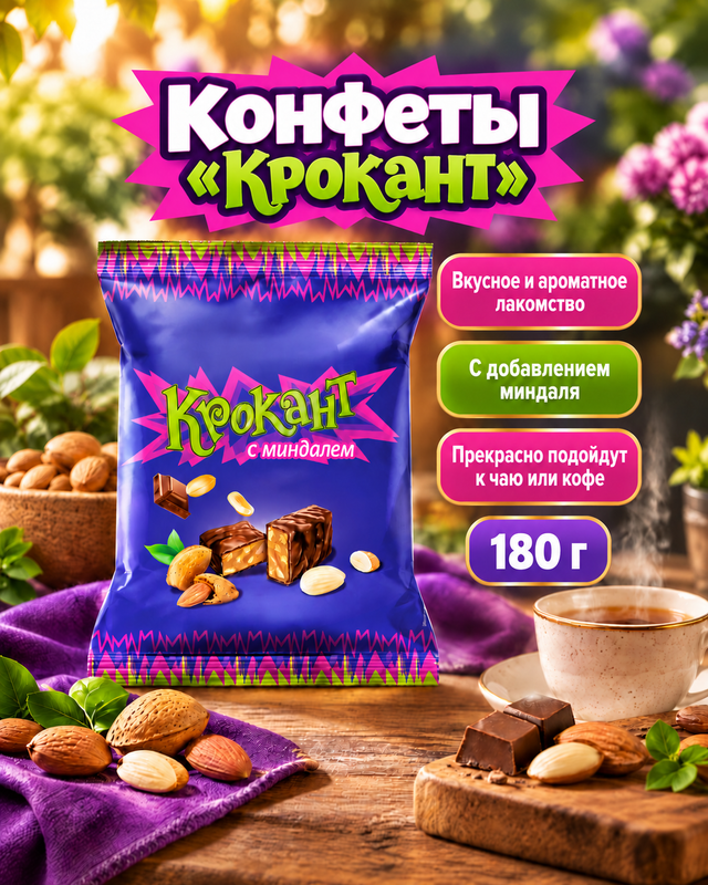 Конфеты "Крокант", с миндалём, 180 г