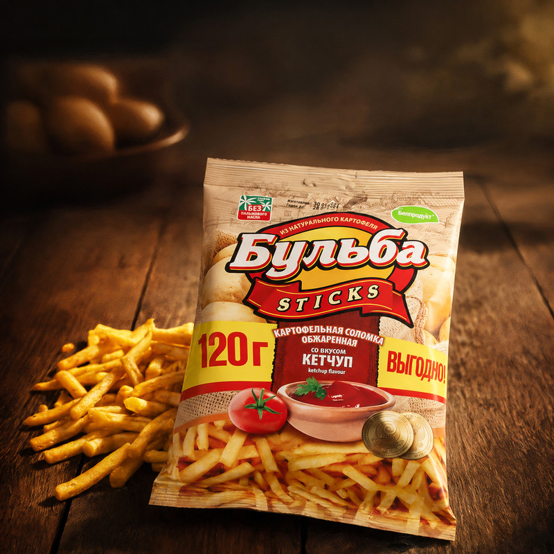Kartupeļu salmiņi Bulba Sticks, 120 g, dažādi veidi