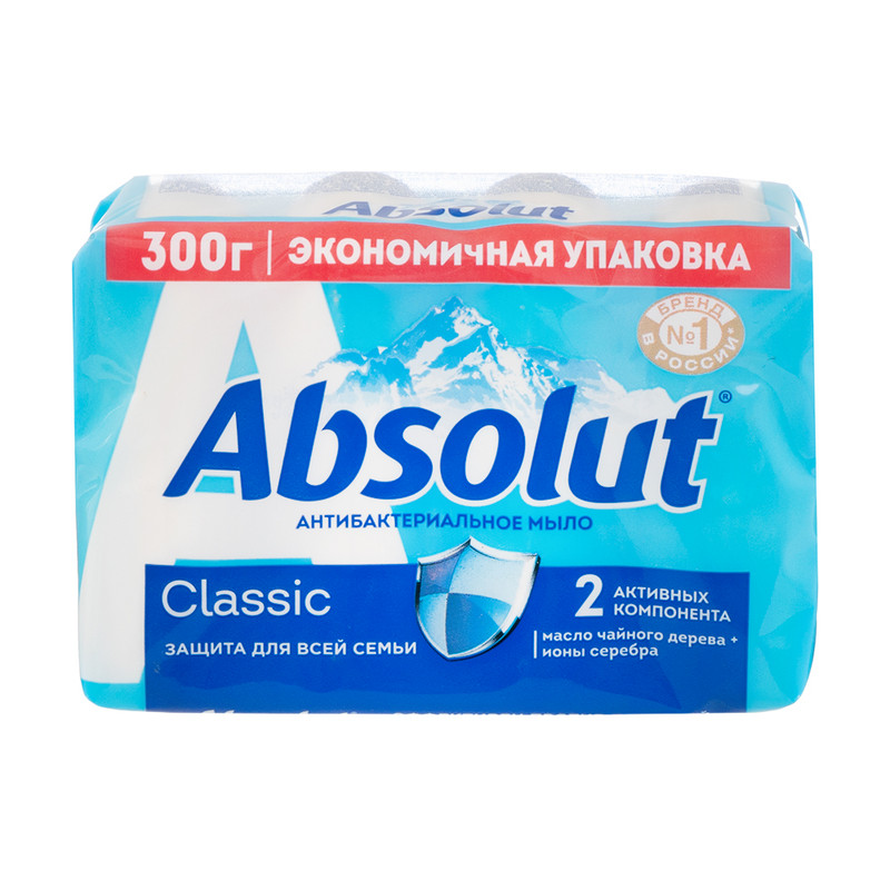 Мыло антибактериальное, Absolut, 300 г (4х75 г), в ассортименте