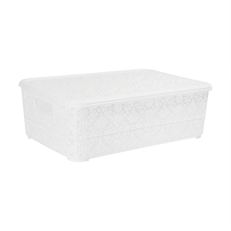 Openwork basket with lid, 350x240x115