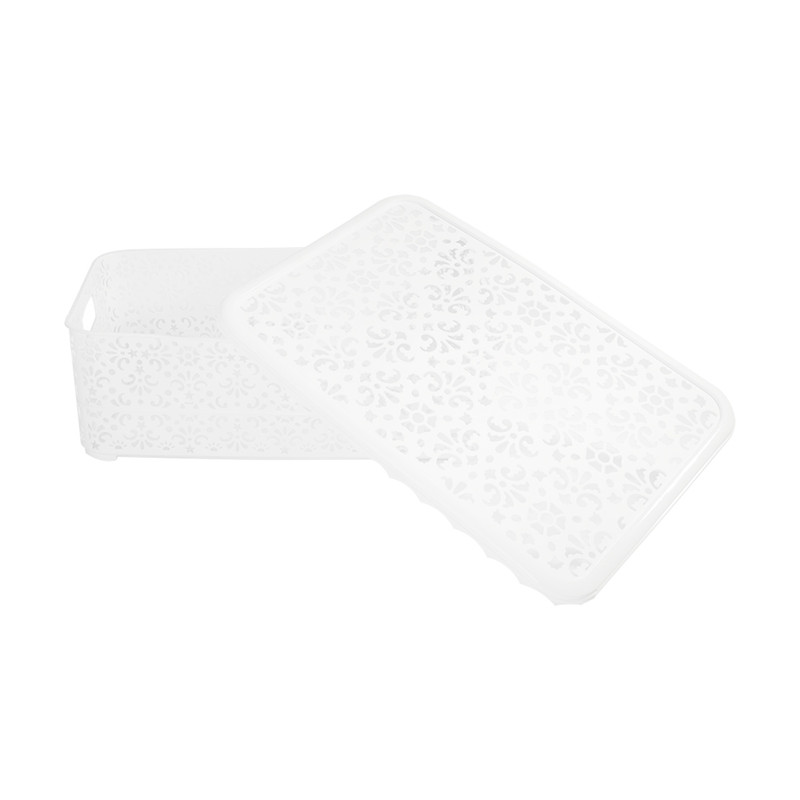 Openwork basket with lid, 350x240x115