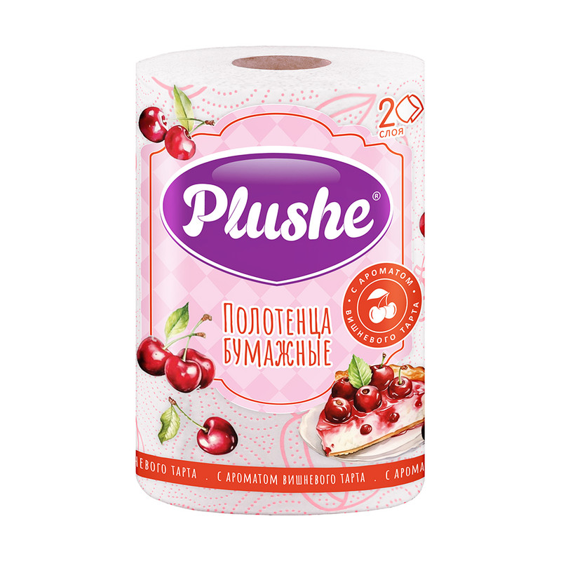 Полотенца бумажные, Plushe, 2 слоя, 1 рулон, в ассортименте