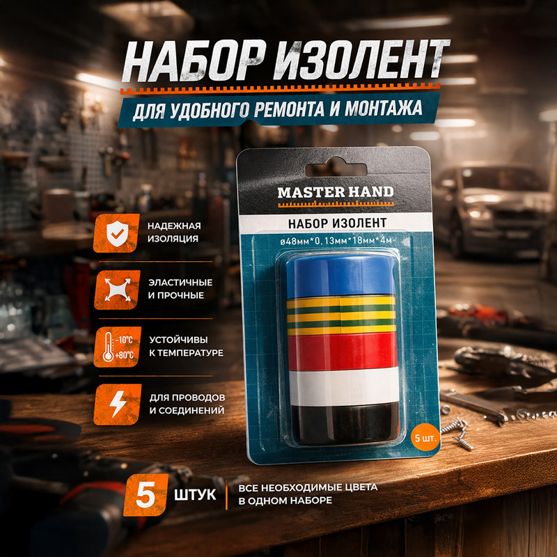 Набор изолент, Master Hand, 5 шт.